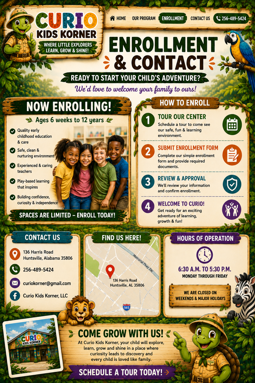 Curio Kids Korner contact page artwork